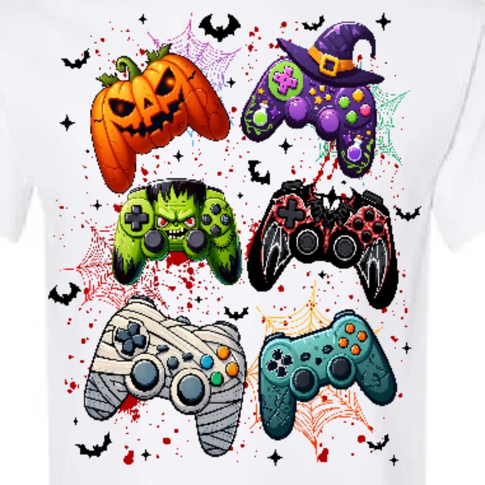 Halloween gamer controllers spooky vibes Graphic Tee Gift